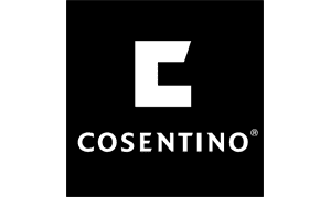 Cosentino logo with white geometric C on black background