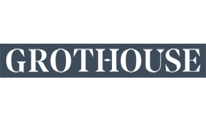 GROTHOUSE wordmark in white on dark blue background