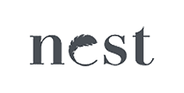 Nest logo with stylized bird nest letter